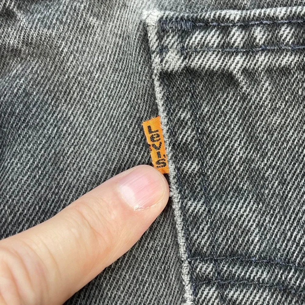 Levi's Black 505 Orange Tab Faded Vintage Distressed Jeans Men 38x30 READ